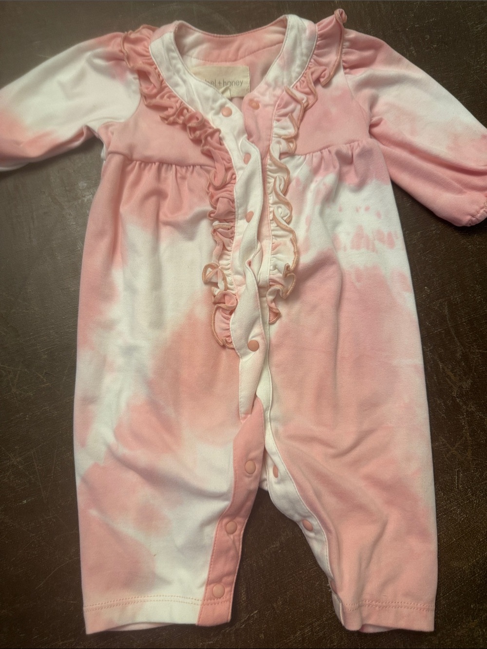 Pink Tie-Dye Ruffle Baby One-Piece Romper 0-3 M